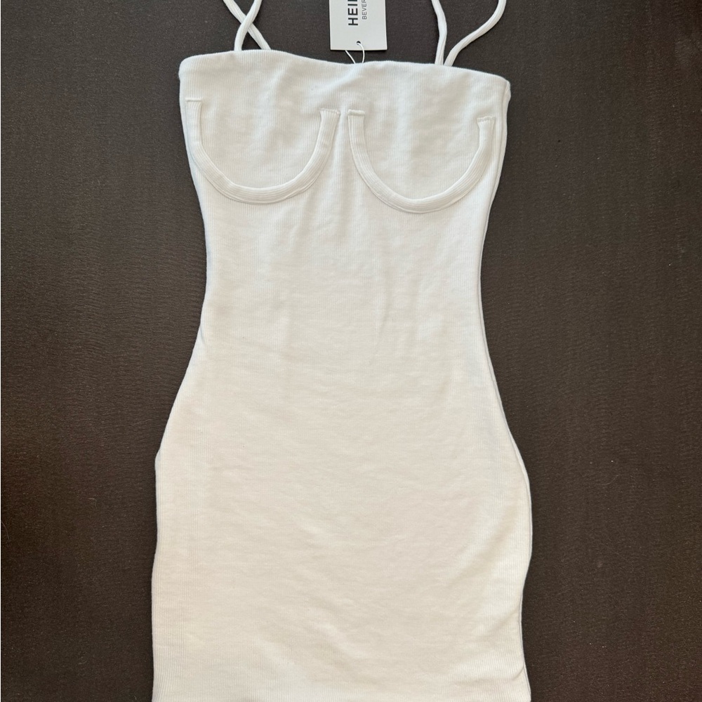 Heiress Beverly Hills NWT mini ribbed knit dress small white